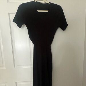 ANTHROPOLOGIE Bordeaux Cutout A-Line Midi Dress Petite Large Black